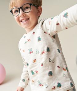 Pyjama garçon en coton bio écru chiné thème noël - 3 A