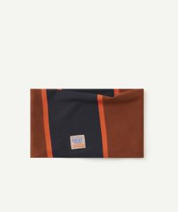 Snood garçon en fibres recyclées bleu marine et marron avec patch - TU
