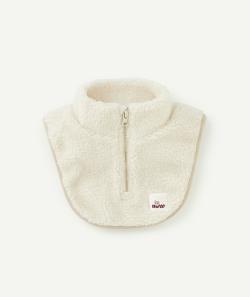 Col en sherpa fille écru et zippé avec patch et message - 2-6 A