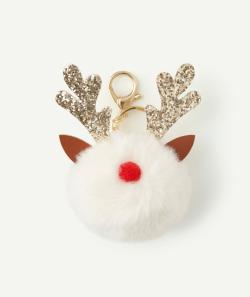 Porte-clés fille imitation fourrure motif cerf - TU