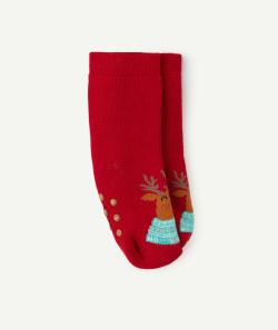 La paire de chaussettes bébé garçon antidérapantes en coton bio renne - 18-20