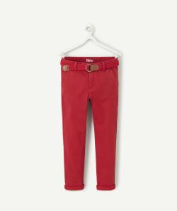Pantalon chino rouge garçon avec ceinture tressée - 14 A