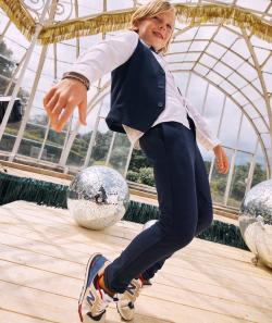 Pantalon chino garçon en fibres recyclées bleu marine - 12 A