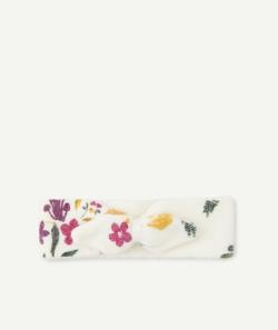 Bandeau tricot bébé fille avec noeud et imprimé avec fleurs colorées - TU