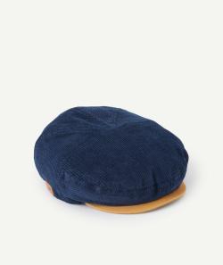 Casquette gavroche bébé garçon en velours côtelé bleu et marron - 24-36M