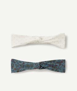 Lot de 2 bandeaux bébé fille vert et blanc avec imprimés - TU