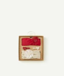 Set accessoires cheveux bébé fille rouge et couleur dorée - TU