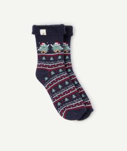 Chaussettes de noël garçon en coton biologique bleu marine - 38-40