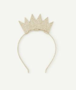 Serre-tête couronne fille couleur dorée à paillettes - TU