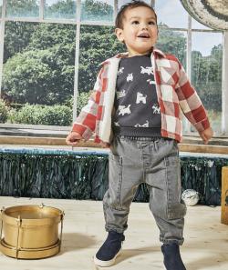 Pantalon relax bébé garçon low impact gris avec poches - 24 M