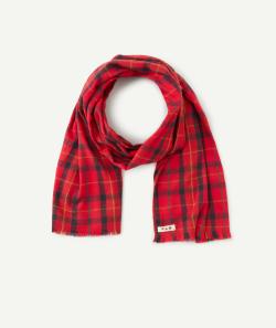 Foulard garçon en fibres recylées rouge à carreaux - TU