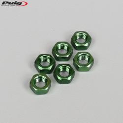 Écrous Ø5x0.80 mm Puig verts (lot de 6)