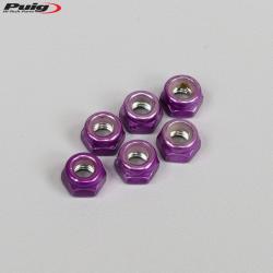 Écrous frein Ø5x0.80 mm Puig violets (lot de 6)