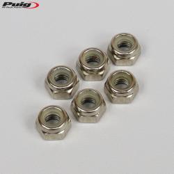Écrous frein Ø6x1.00 mm Puig gris (lot de 6)