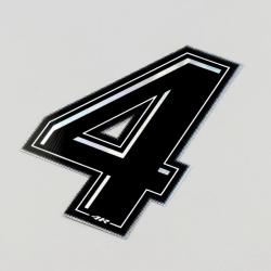 Sticker numéro 4 noir holographique liseret argent 10 cm