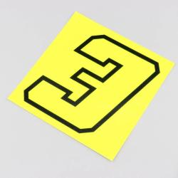 Sticker numéro 3 jaune fluo liseret noir 10 cm