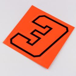 Sticker numéro 3 rouge fluo liseret noir 10 cm