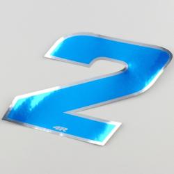 Sticker numéro 2 bleu holographique 13 cm