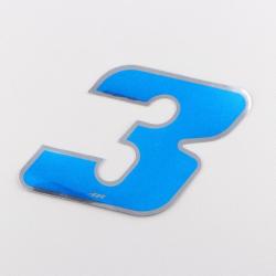 Sticker numéro 3 bleu holographique 6.5 cm