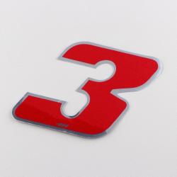Sticker numéro 3 rouge holographique 6.5 cm