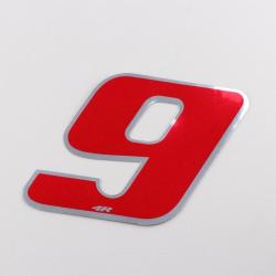 Sticker numéro 9 rouge holographique 6.5 cm