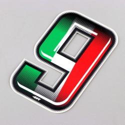 Sticker numéro 9 tricolore Italie 10 cm