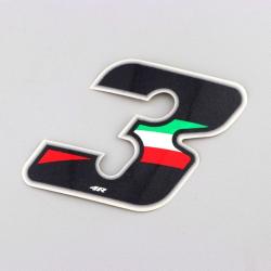 Sticker numéro 3 tricolore Italie 6.5 cm
