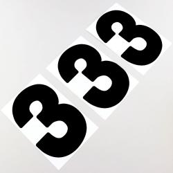 Numéros cross 3 noirs 13 cm Ahdes (jeu de 3)
