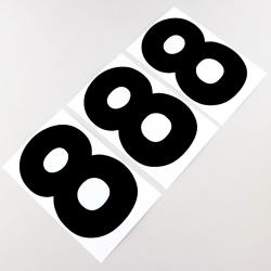 Numéros cross 8 noirs 13 cm Ahdes (jeu de 3)