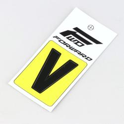 Sticker lettre V pour plaque de vélo BMX Forward 4 cm noir (homologué UCI)