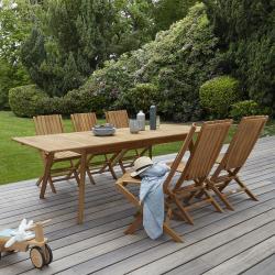 SOLDES Cémonjardin - Salon de jardin Bali en teck : table + 6 chaises CEMONJARDIN