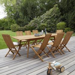 SOLDES Cémonjardin - Salon de jardin Bali en teck : table + 8 chaises CEMONJARDIN