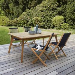Cémonjardin - Salon de jardin Bali en corde et teck : table + 4 chaises
