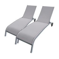 Cémonjardin - Lot de 2 bains de soleil Seattle gris - alu et textilène