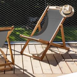 PROMO Cémonjardin - Lot de 2 transats Fidgi en acacia gris CEMONJARDIN