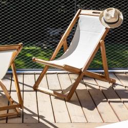 PROMO Cémonjardin - Lot de 2 transats Fidgi en acacia écru CEMONJARDIN