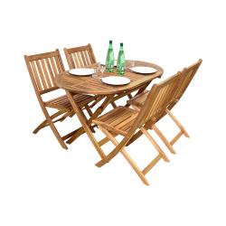 Cémonjardin - Salon de jardin ovale en acacia Fidgi - 4 chaises
