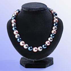 Collier en perles de verre, gris/violet