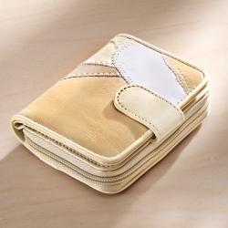 Porte-monnaie patchwork, beige
