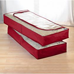 Lot de 2 housses dessous de lit antimite, rouge