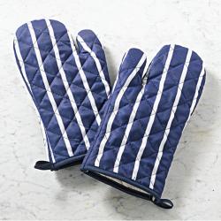Gants de cuisine, bleu-blanc