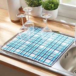 Tapis d'égouttage, bleu/blanc