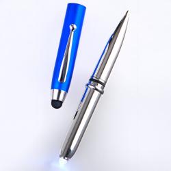Lot de 3 stylets tactiles-stylos à bille avec lampe de poche
