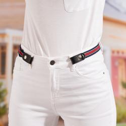 Lot de 3 ceintures sans boucle, bleu + fantaisie + rouge