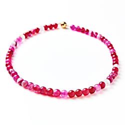 Collier en agate rouge/fuchsia