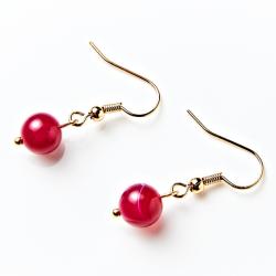 Boucles d’oreilles en agate, rouge/fuchsia