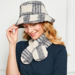 Chapeau à carreaux, gris/beige