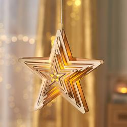 Étoile en bois LED