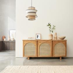 Buffet en teck massif et cannage 183 cm, Teck, Naturel, H80 cm L183 l183 cm BERAH GETAH