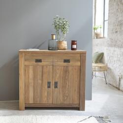 CODE BFRIDAY10, -10% sur Buffet en bois massif teck recyclé massif 100 cm, Teck recyclé, Naturel, H90 cm L100 l50 cm BERAH GETAH